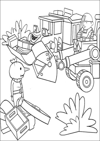 Muck Spud And Scoop Help Bob To Move Some Items  Coloring Page